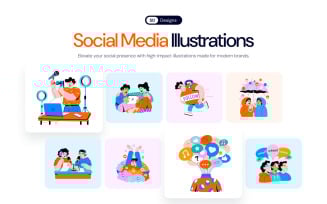 Social Media Illustration Art Set