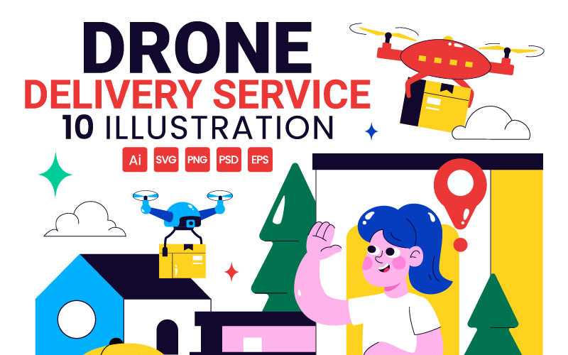 10 Drone Delivery Service Illustration