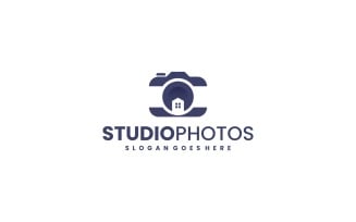 Minimal Camera and House Icon Logo – Vector Design for Photography and Real Estate Branding