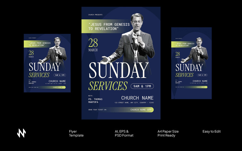 Modern Minimalist Sunday Church Flyer Corporate Identity