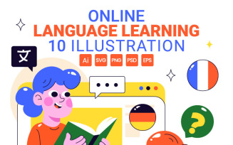 10 Online Language Learning Illustration