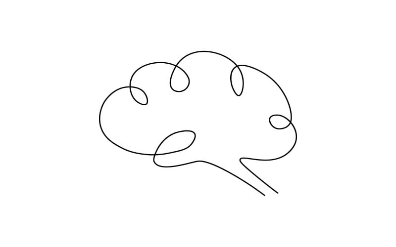 2. Human Brain continuous one line drawing white background.ai Product Mockup