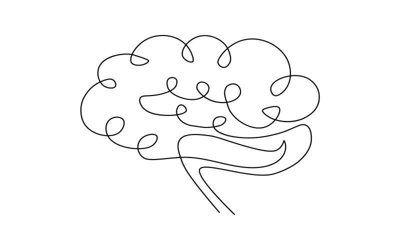 3.Human Brain continuous one line drawing white background.ai Product Mockup