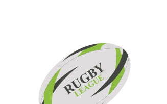 Professional Rugby Ball Vector Illustration - Green, White, and Grey with Shadow