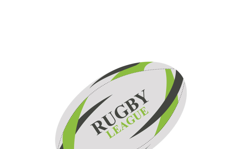 Professional Rugby Ball Vector Illustration - Green, White, and Grey with Shadow Vector Graphic