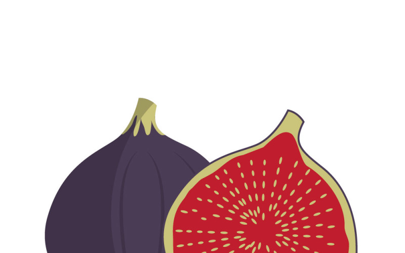 Fresh Ripe Figs Fruit Illustration Flat Style Isolated Vector Graphic