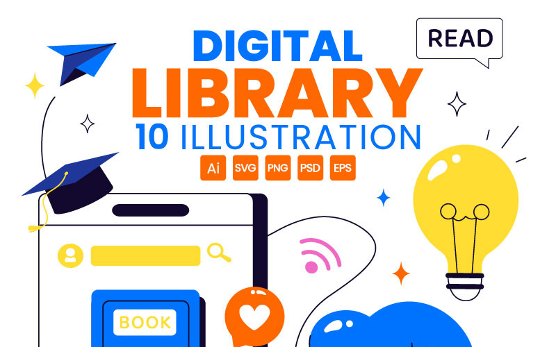 10 Digital Library Illustration