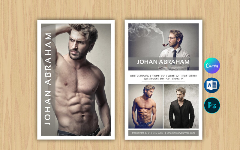 Modeling Comp Card Template | Professional Model Zed Card Design Corporate Identity