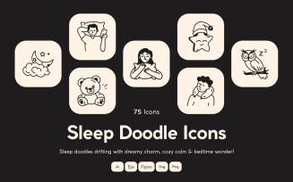 Modern Sleep Doodle Icon Set