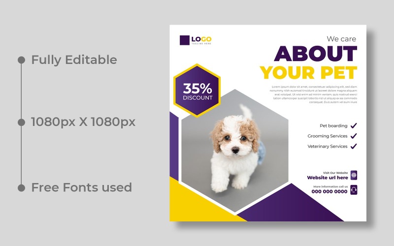 Pet Care Social Media Post Template Ver-1