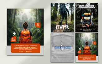 Adventure Travel Backpack Promo Banner Set | Editable PSD Templates