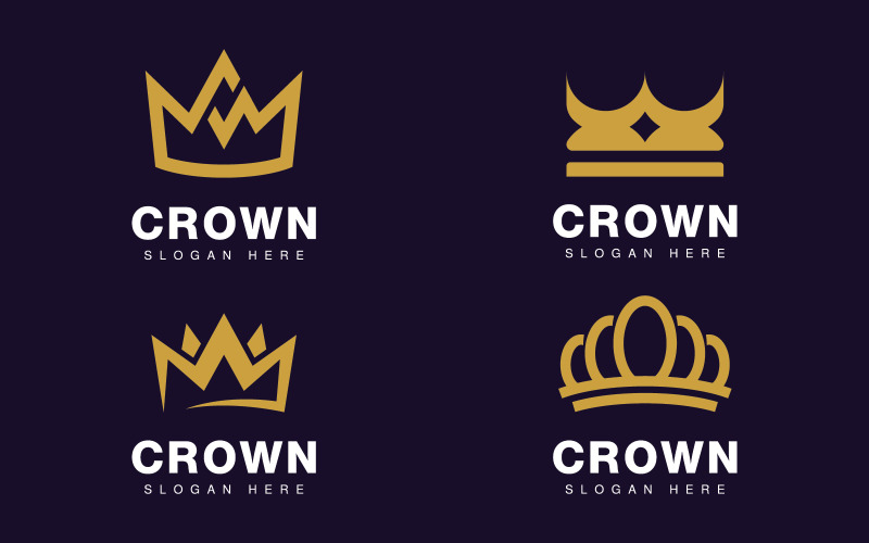 Crown Logo Royal King Queen vector symbol design, 14 Logo Template