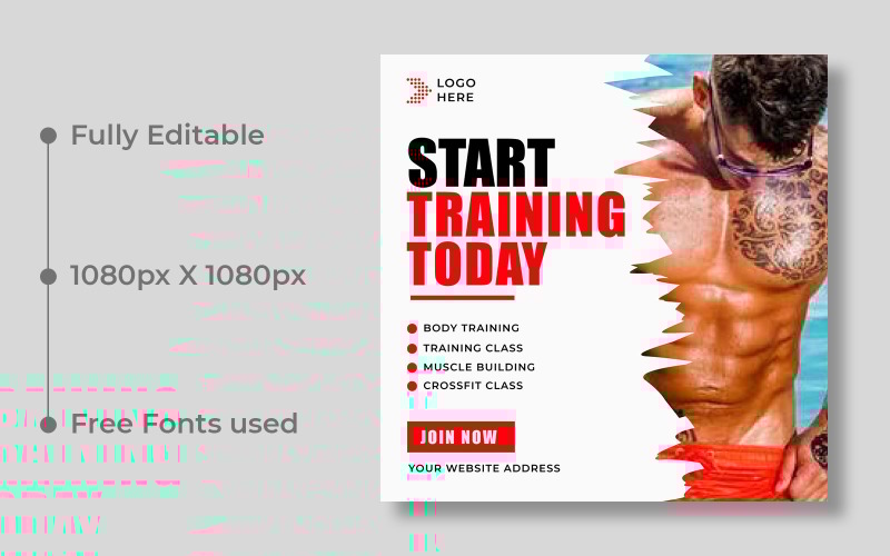 Fitness Gym Social Media Post Template Ver-7