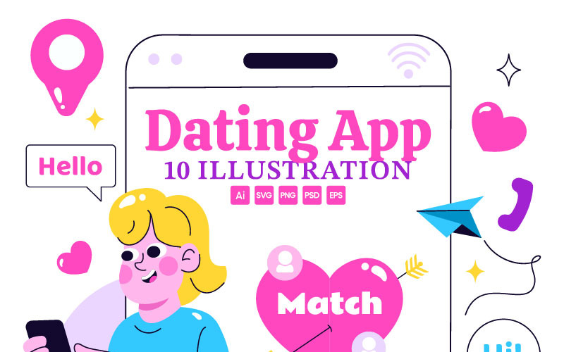 10 Online Dating App Illustration