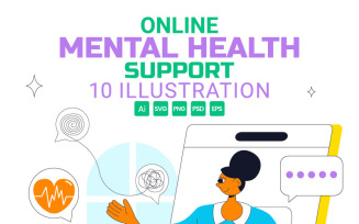 10 Online Mental Health Support Illustration