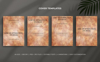 Law of Attraction Journal Cover Templates – Brown & Red Watercolor Minimal Planner
