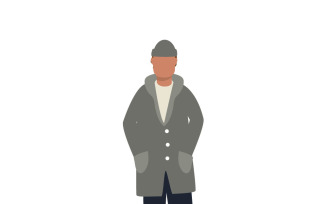 Man in Autumn Winter Clothing Isolated Vector Illustration