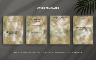 Manifestation Planner Cover Templates – Coral Rose Watercolor Minimal Editable Cover Designs