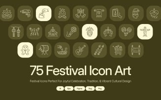 Modern Festival Icon Art Set