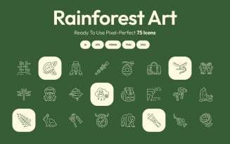 Modern Rainforest Art Icon Set