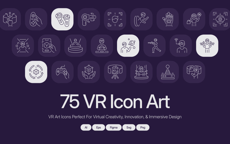 Virtual Reality Icon Art Set Icon Set