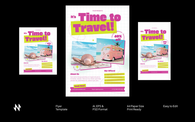 Fun And Colorful Travel Agency Flyer Corporate Identity