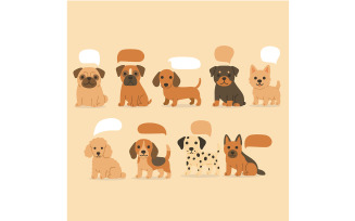Group of Various Dogs Set