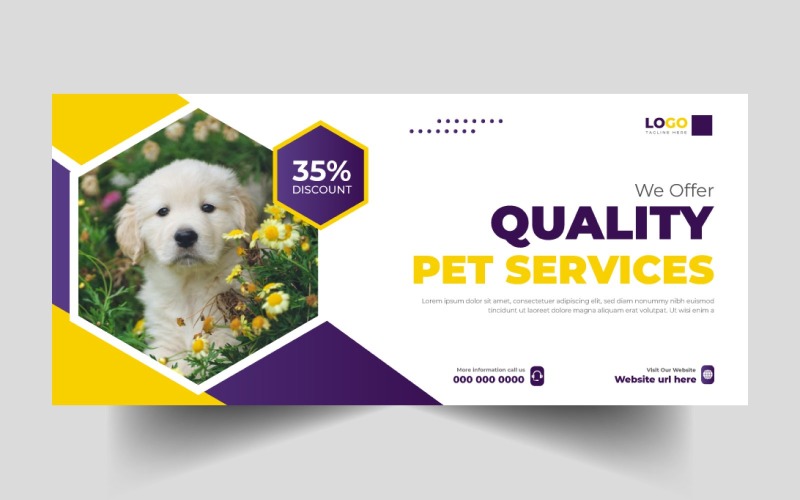 Pet Care Social Media Facebook Cover Template Ver-1
