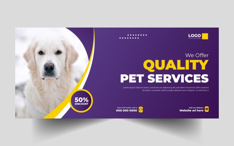 Pet Care Social Media Facebook Cover Template Ver-3