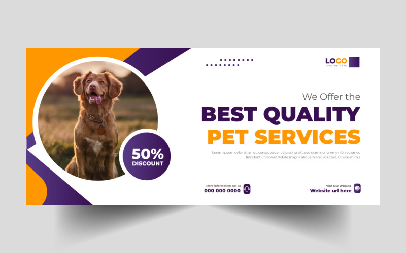 Pet Care Social Media Facebook Cover Template Ver-5