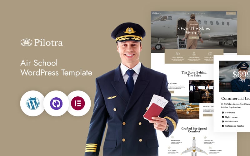 Pilotra – Flight School And Private Airline CMS Elementor Template WordPress Theme