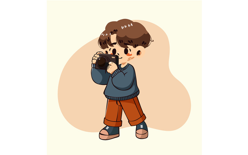 Cartoon Boy Holding a Camera Illustration