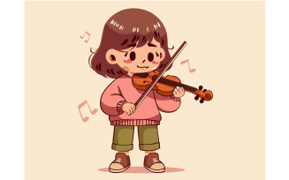 Cartoon Girl Playing the Violin