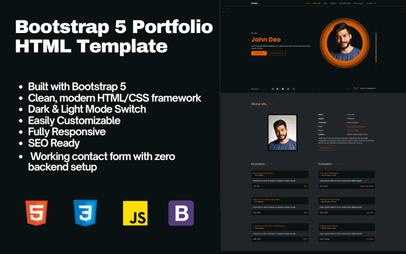 A Bootstrap Portfolio HTML Theme Landing Page Template