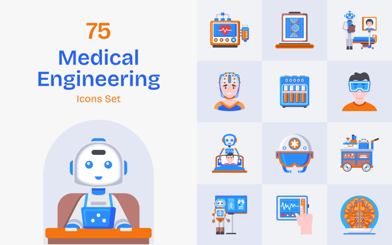 Medical Engineering Icon Set Illustration
