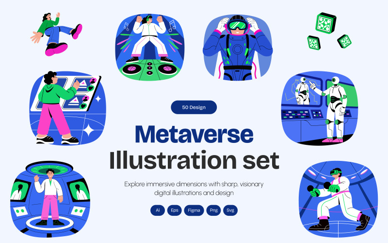 Metaverse Technology Illustration Set
