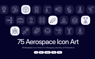 Modern Aerospace Icon Art Set