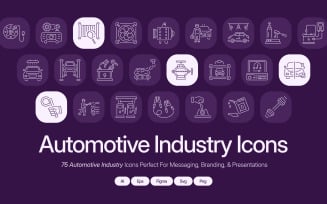 Modern Automotive Industry Icon Set