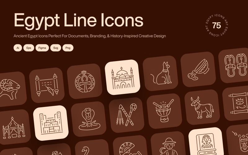 Modern Egypt Icon Art Set Icon Set