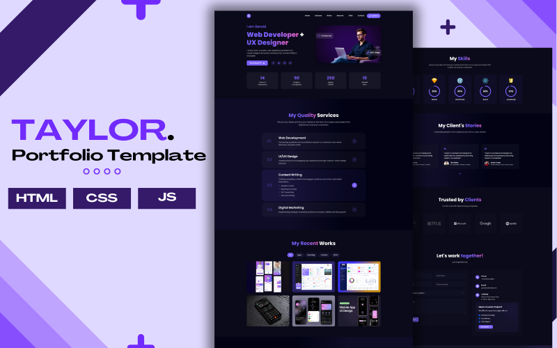 Taylor – Clean & Modern Portfolio Website Template Landing Page Template