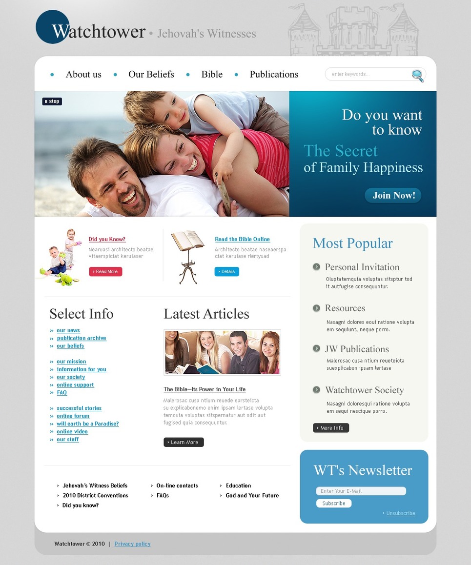 Jehovah Witnesses PSD Template New Screenshots BIG