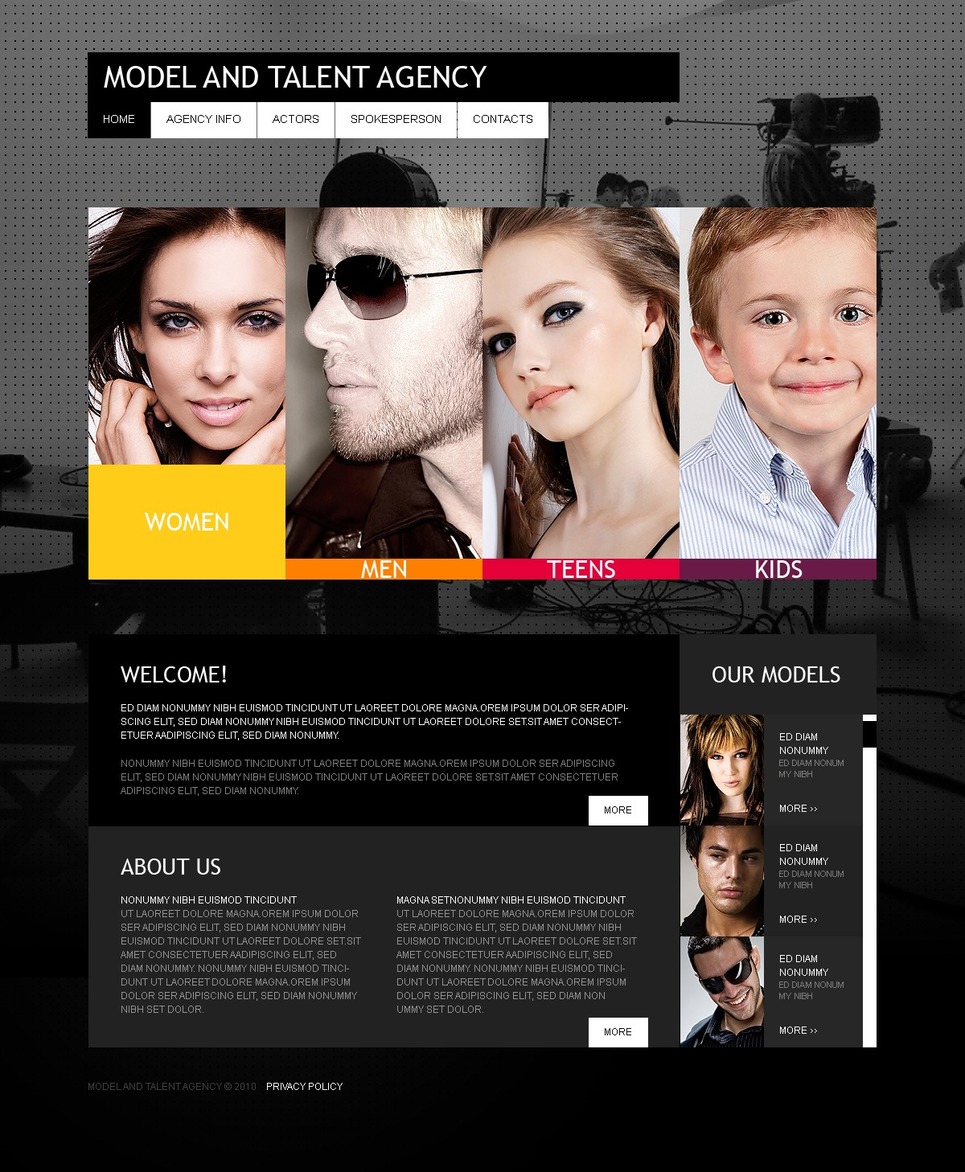 Model Agency PSD Template New Screenshots BIG