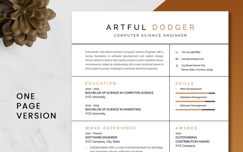 Computer Science Engineer Resume Template