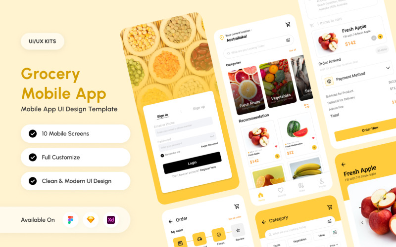 Grocery Delivery App UI Kit UI Element