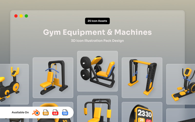 Gym Equipment 3D Icon Pack Model