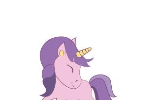 Magical Unicorn Cartoon Character with Rainbow Mane Illustration