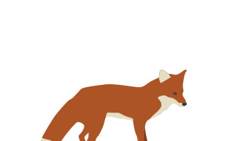 Walking Red Fox Vector Illustration Side View