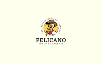 Cowboy Pelican Vector Badge Logo Template