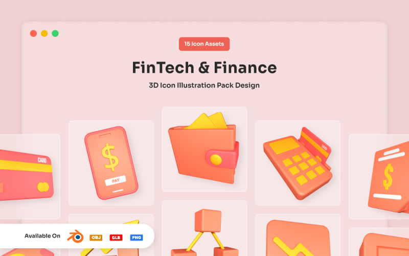 Finance & Crypto 3D Icon Set Model
