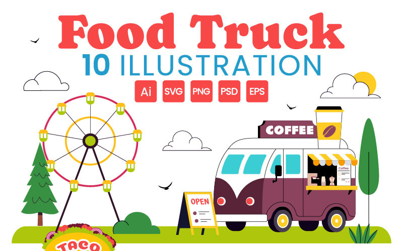 10 Food Truck Illustration